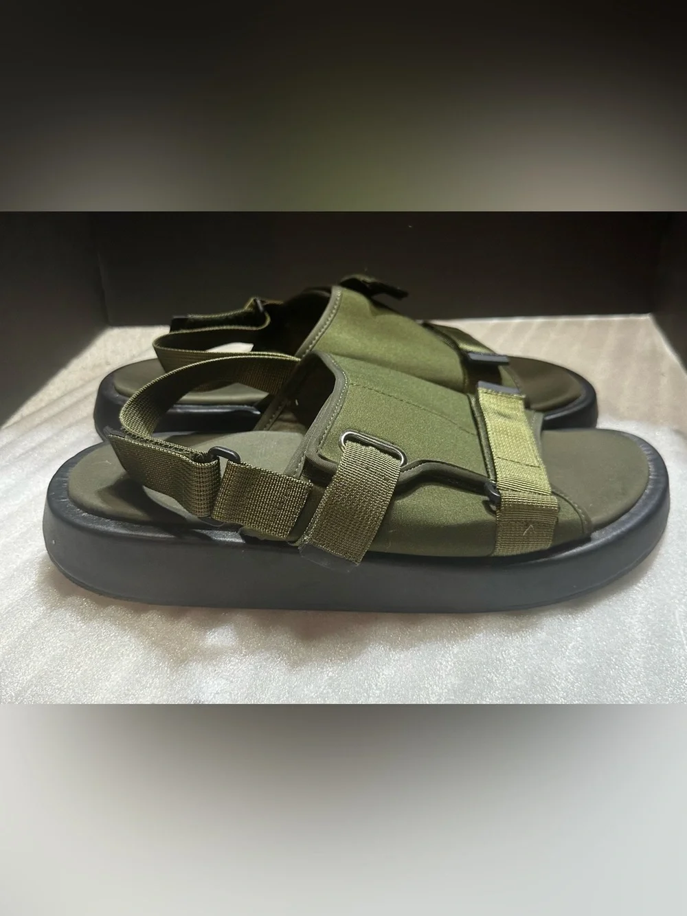 Men’s ASOS Olive Green Slide Sandals with Webbing Strap Sz 10